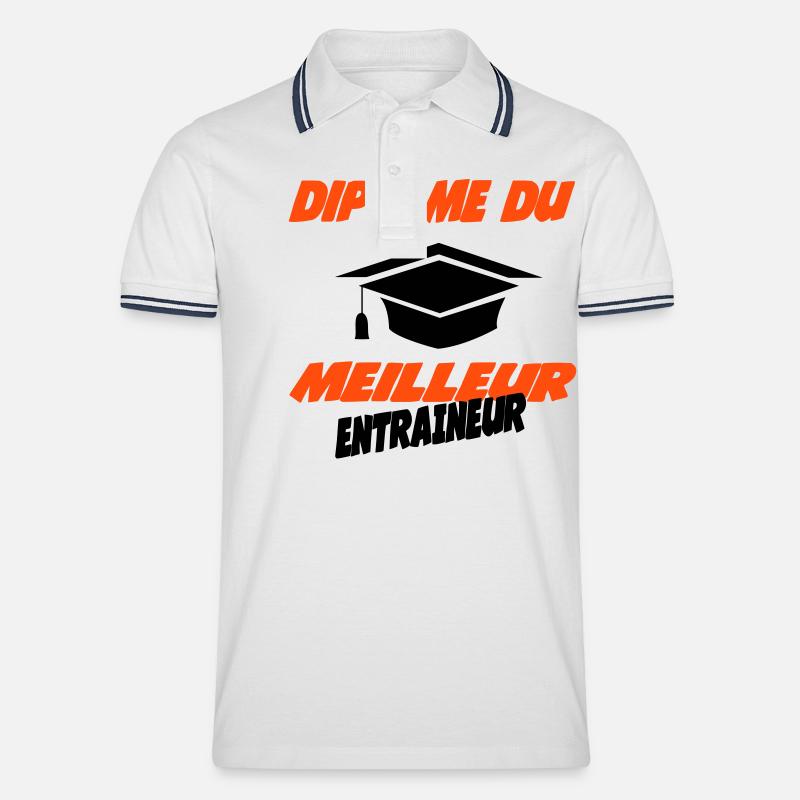 Bestes COACH-Diplom - Männer Tipped Poloshirt - Weiß/Navy