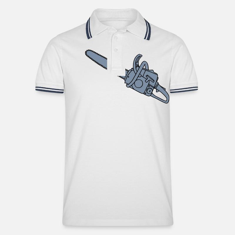 Kettensäge 2 - Männer Tipped Poloshirt - Weiß/Navy