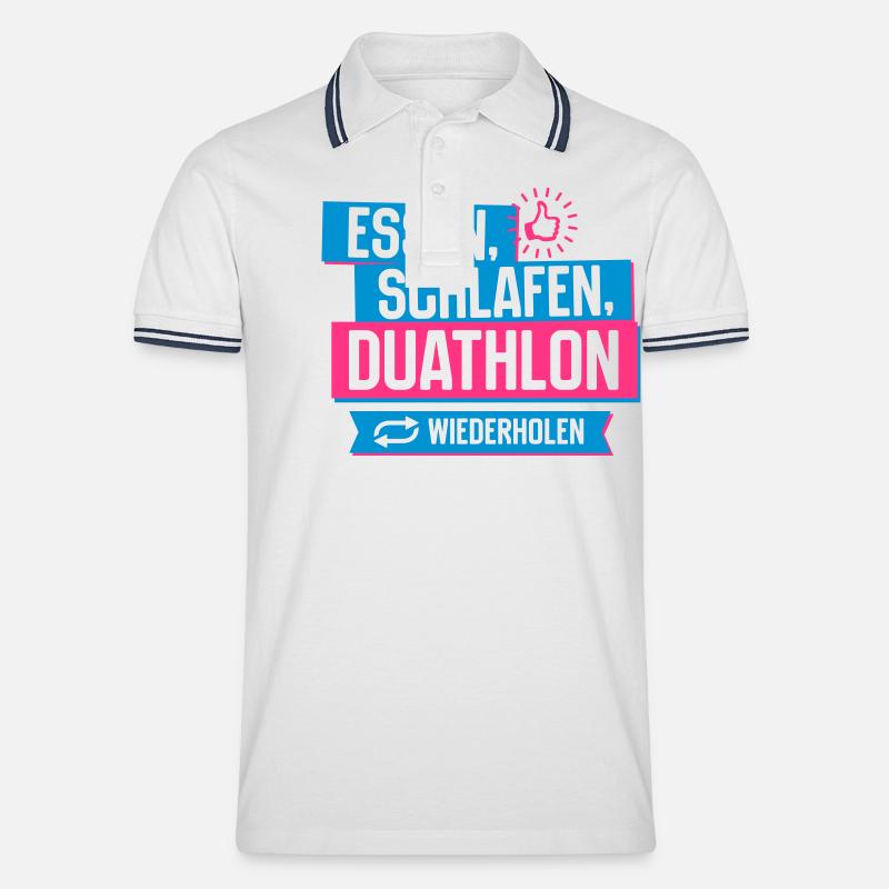 Hobby Duathlon - Männer Tipped Poloshirt - Weiß/Navy