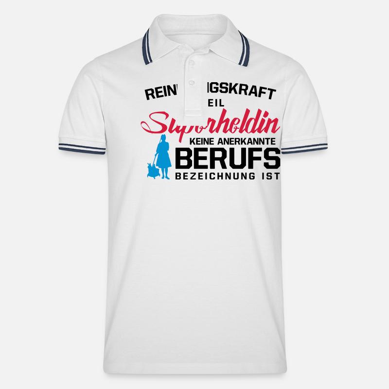 Reinigungskraft - Männer Tipped Poloshirt - Weiß/Navy