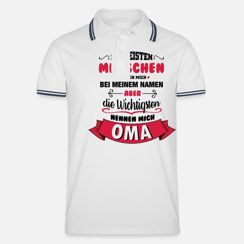 Beim Namen nennen - Oma - Männer Tipped Poloshirt - Weiß/Navy