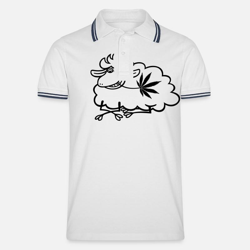 Schaf Hanf liegend - Männer Tipped Poloshirt - Weiß/Navy