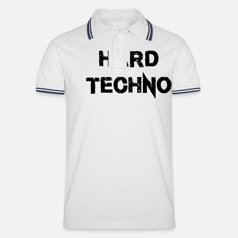 Hard Techno - Tipped poloshirt herre - hvid/marineblå