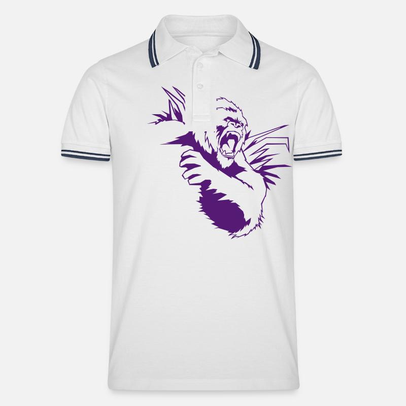 king_kong - Männer Tipped Poloshirt - Weiß/Navy