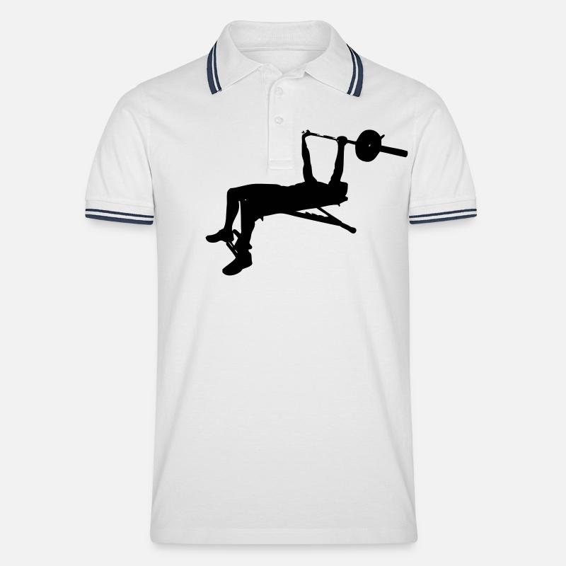 Bankdrücken - Männer Tipped Poloshirt - Weiß/Navy