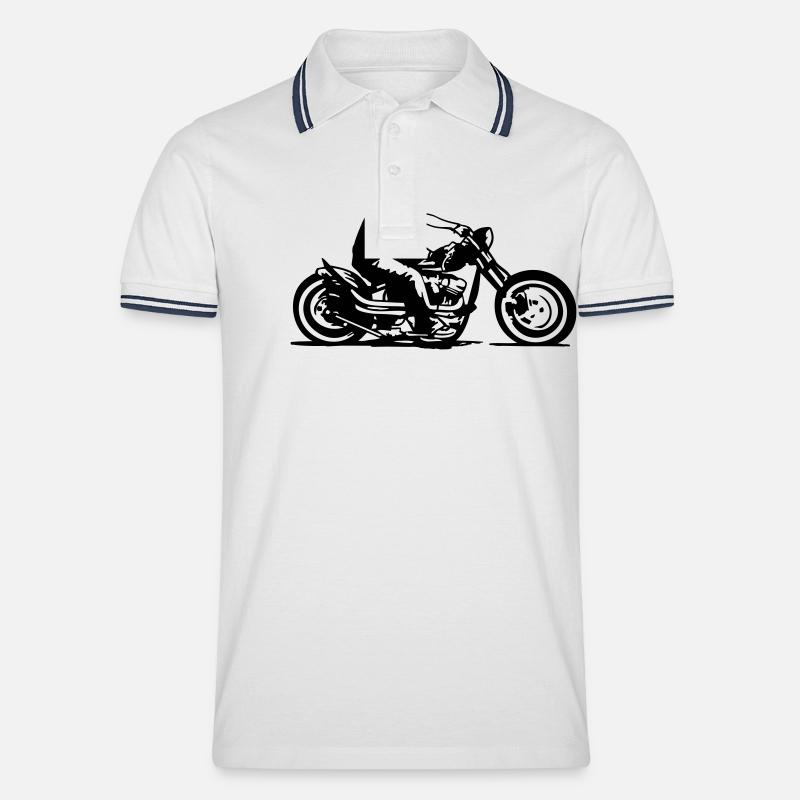 Bobber ride - Männer Tipped Poloshirt - Weiß/Navy