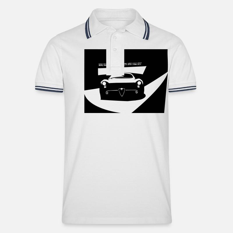 Alfa Car - Männer Tipped Poloshirt - Weiß/Navy