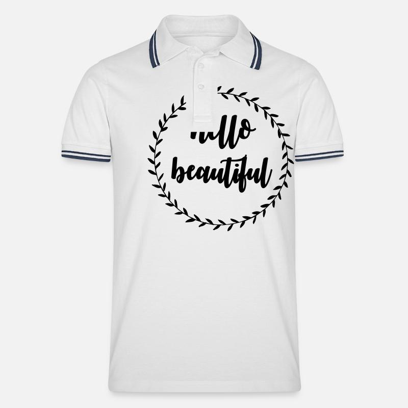 Hello beautiful - Männer Tipped Poloshirt - Weiß/Navy