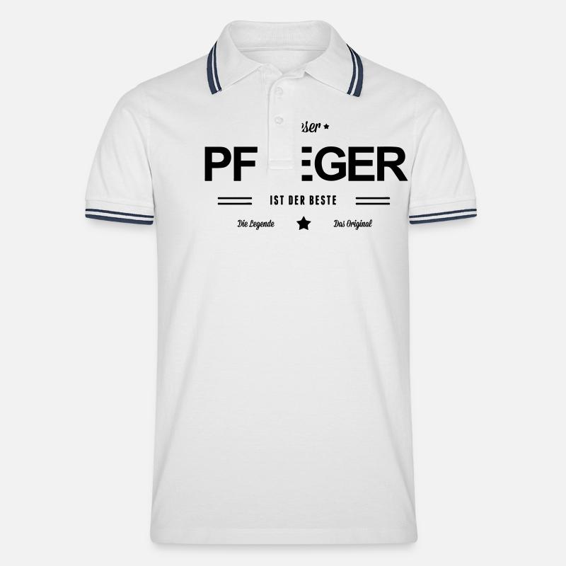 Bester Pfleger - Männer Tipped Poloshirt - Weiß/Navy