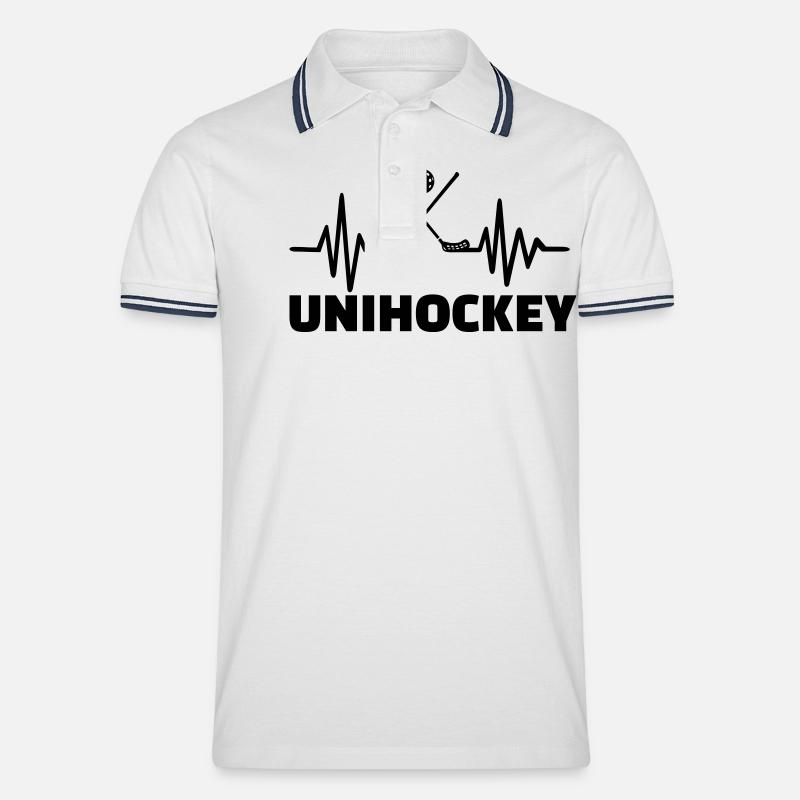 Unihockey - Männer Tipped Poloshirt - Weiß/Navy