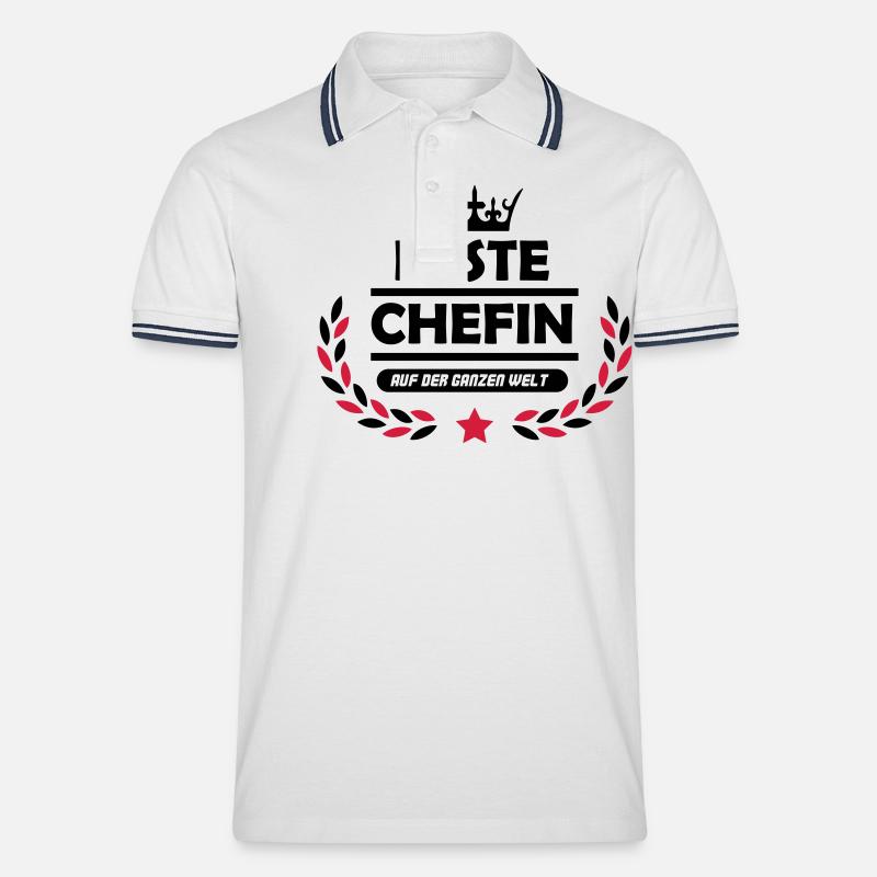beste_chefin_der_welt_002 - Männer Tipped Poloshirt - Weiß/Navy