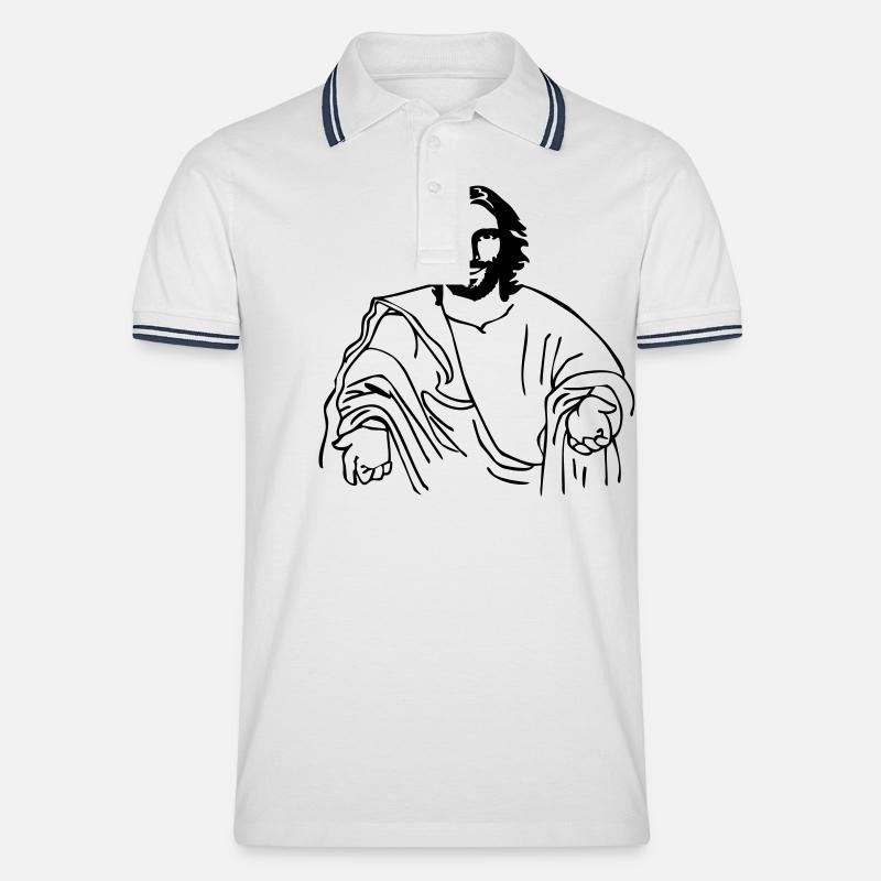 jesus - Männer Tipped Poloshirt - Weiß/Navy