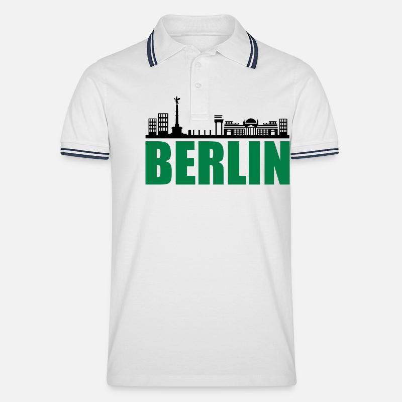 berlin skyline - Männer Tipped Poloshirt - Weiß/Navy
