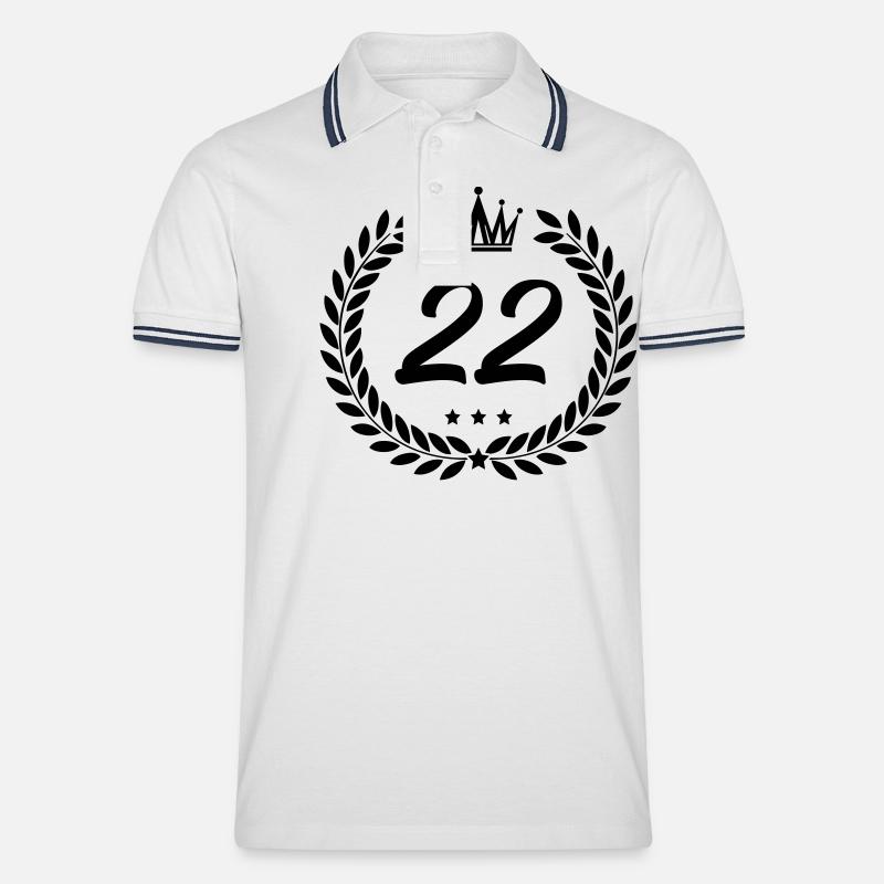 wappen 22 - Männer Tipped Poloshirt - Weiß/Navy