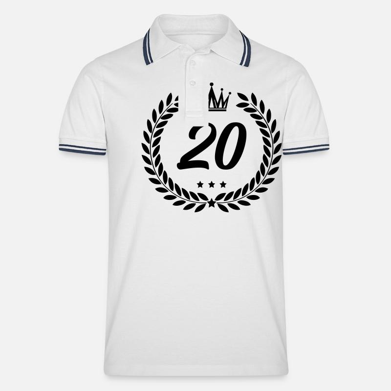 wappen 20 - Männer Tipped Poloshirt - Weiß/Navy
