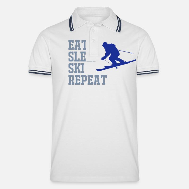 SKIER MANGER DORMIR RÉPÉTER - Polo tipped Homme - blanc/marine