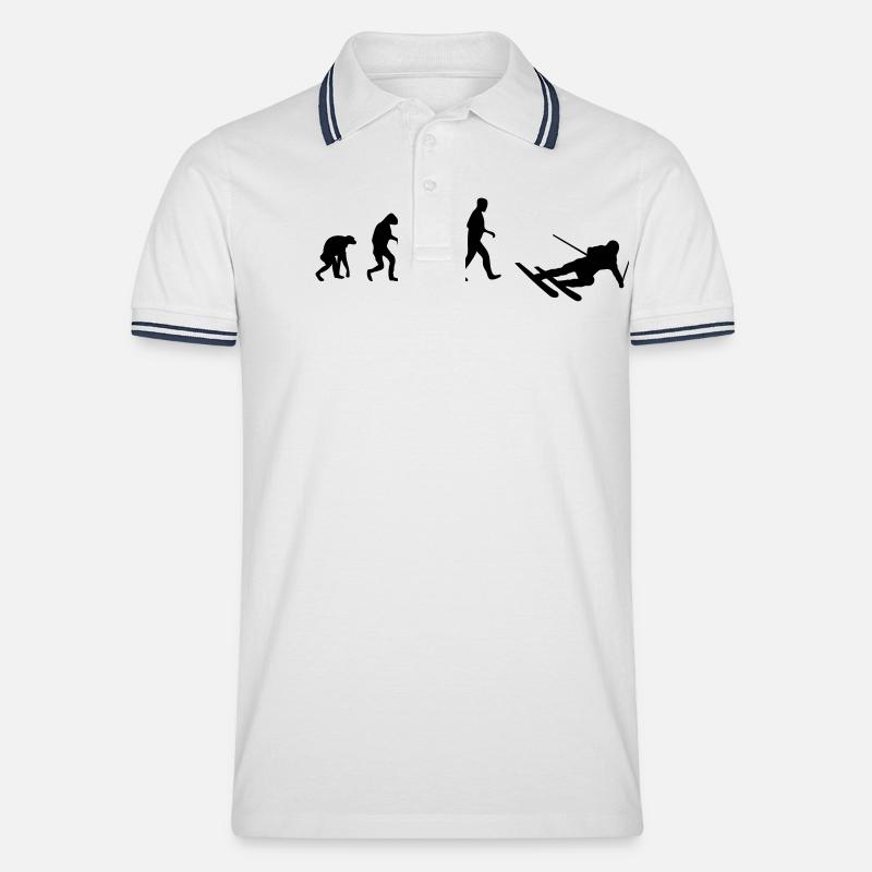ski evolution - Männer Tipped Poloshirt - Weiß/Navy