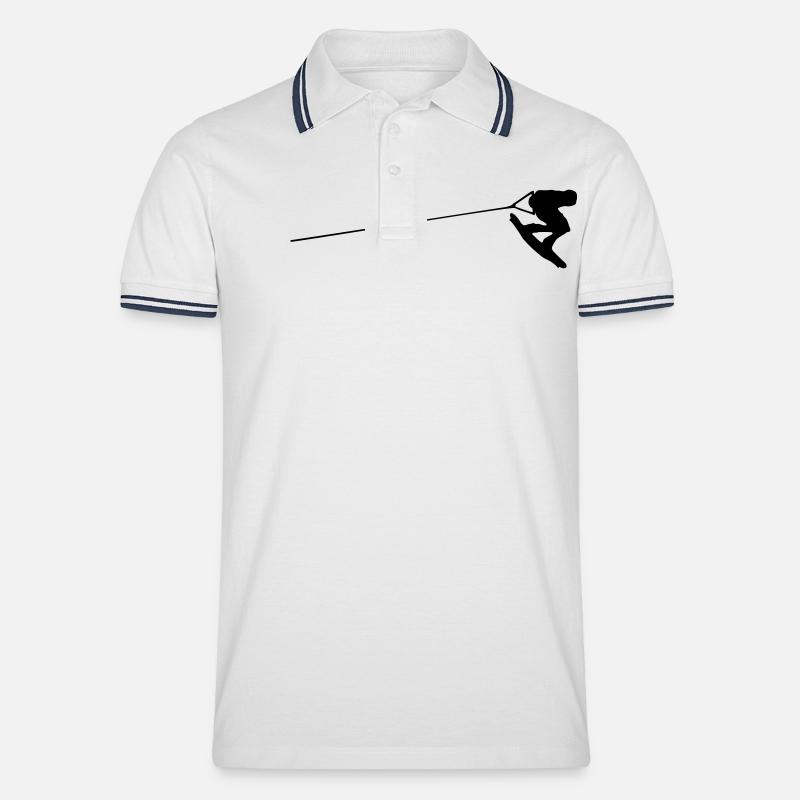 wakeboarder - Männer Tipped Poloshirt - Weiß/Navy