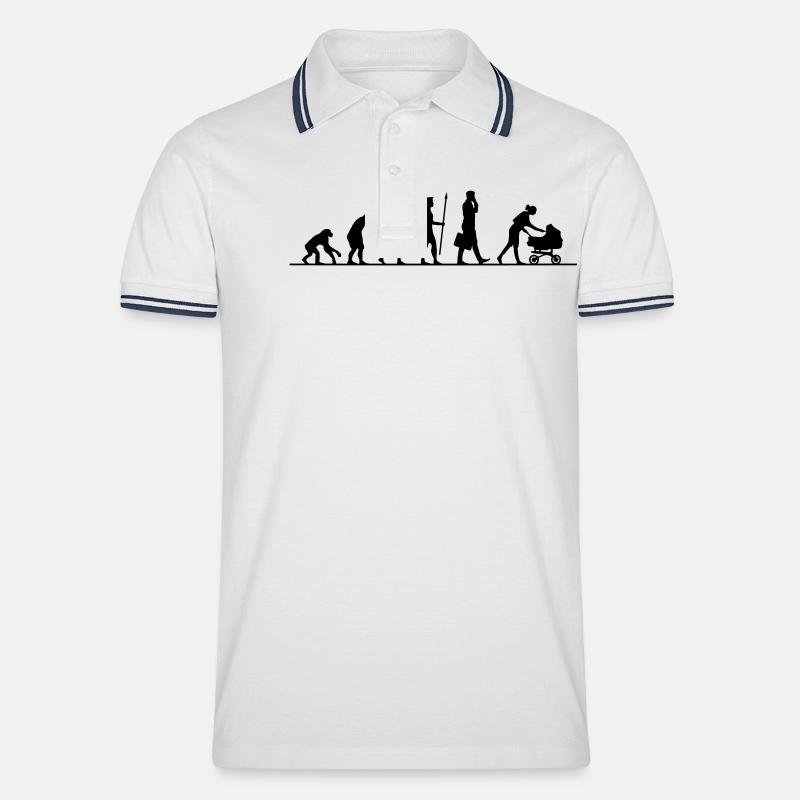 Evolution Kinderwagen - Männer Tipped Poloshirt - Weiß/Navy