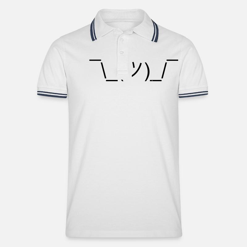 Shruggie Emojicon Design. Geschenk. Geschenkidee - Männer Tipped Poloshirt - Weiß/Navy