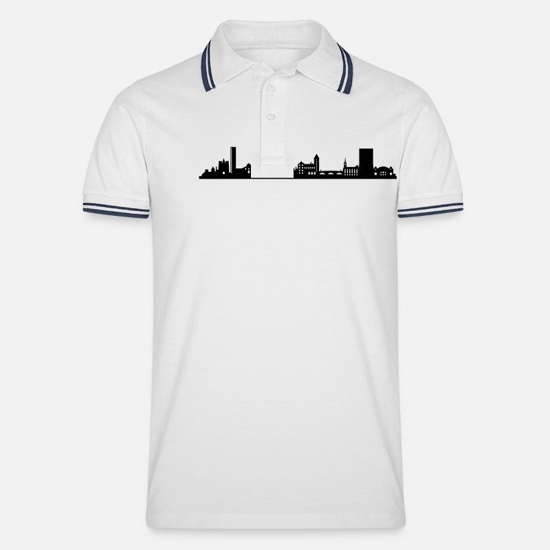Skyline Basel - Männer Tipped Poloshirt - Weiß/Navy