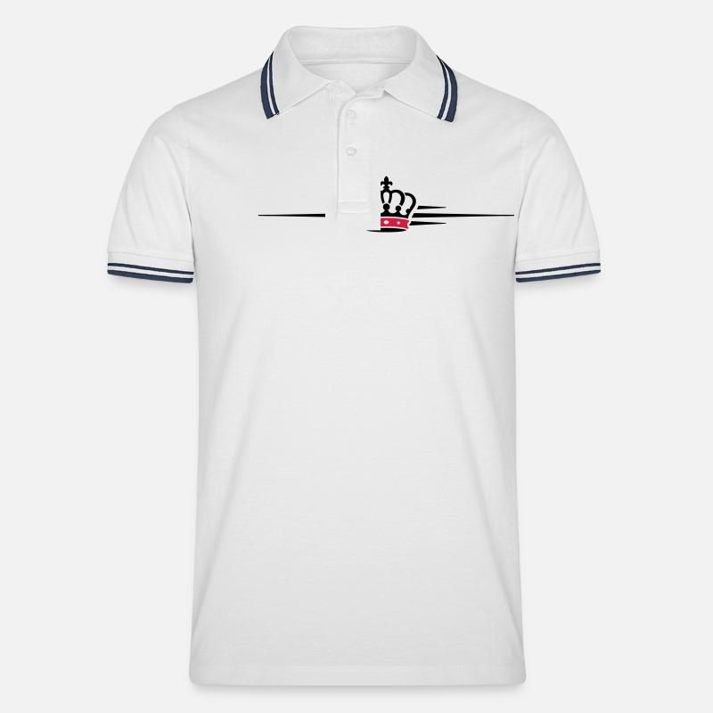 Krone Symbolik - Männer Tipped Poloshirt - Weiß/Navy