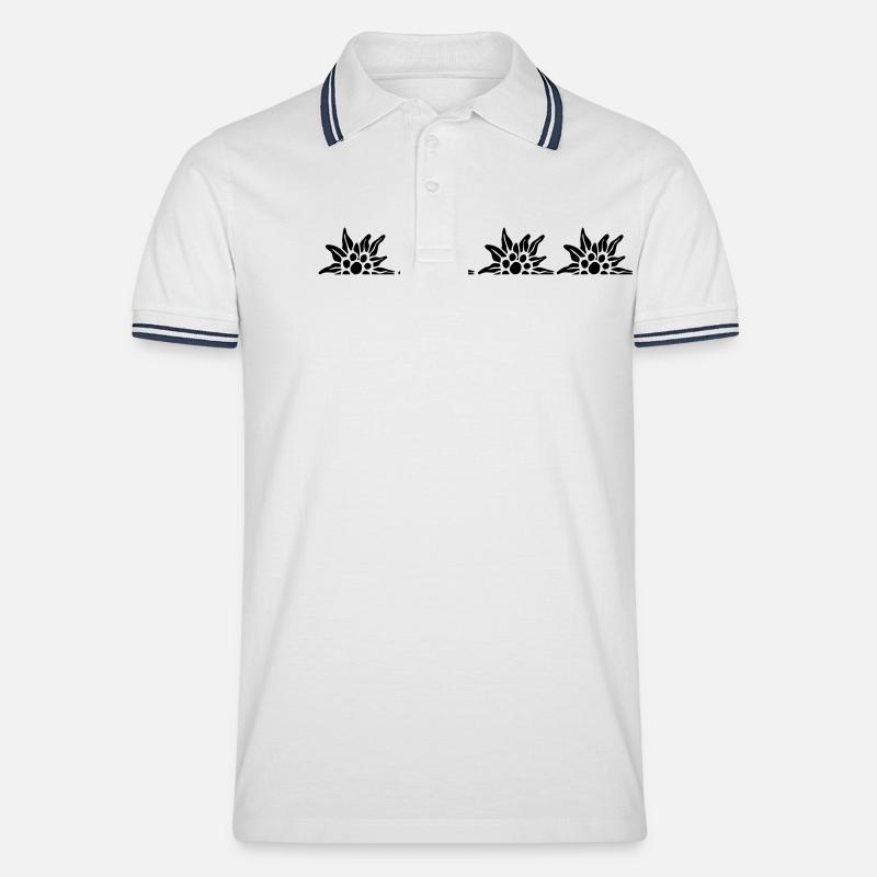 edelweiss - Männer Tipped Poloshirt - Weiß/Navy