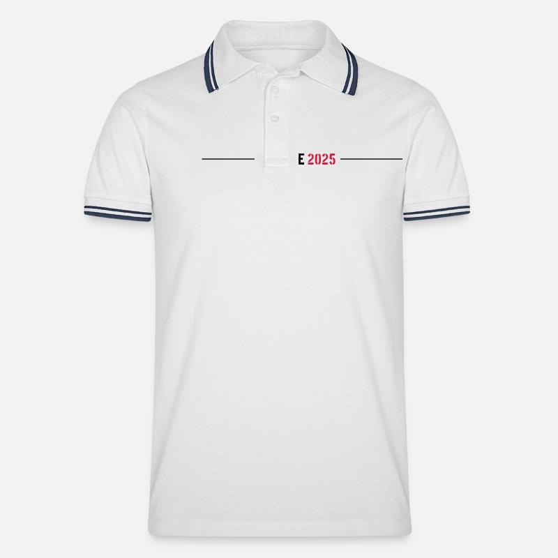 Malle 2025 Strich - Männer Tipped Poloshirt - Weiß/Navy