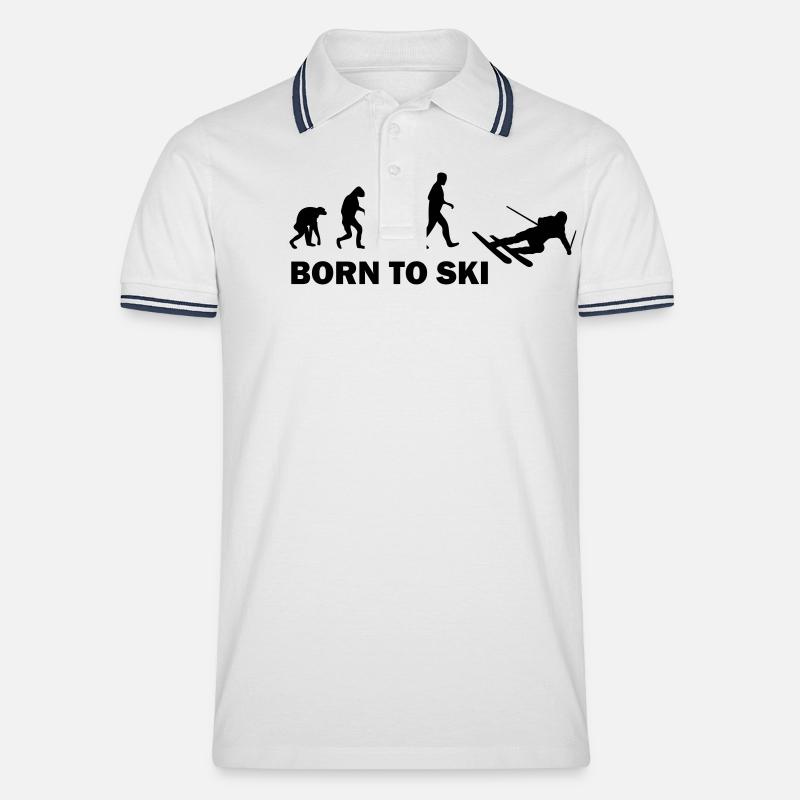 born to ski - Männer Tipped Poloshirt - Weiß/Navy