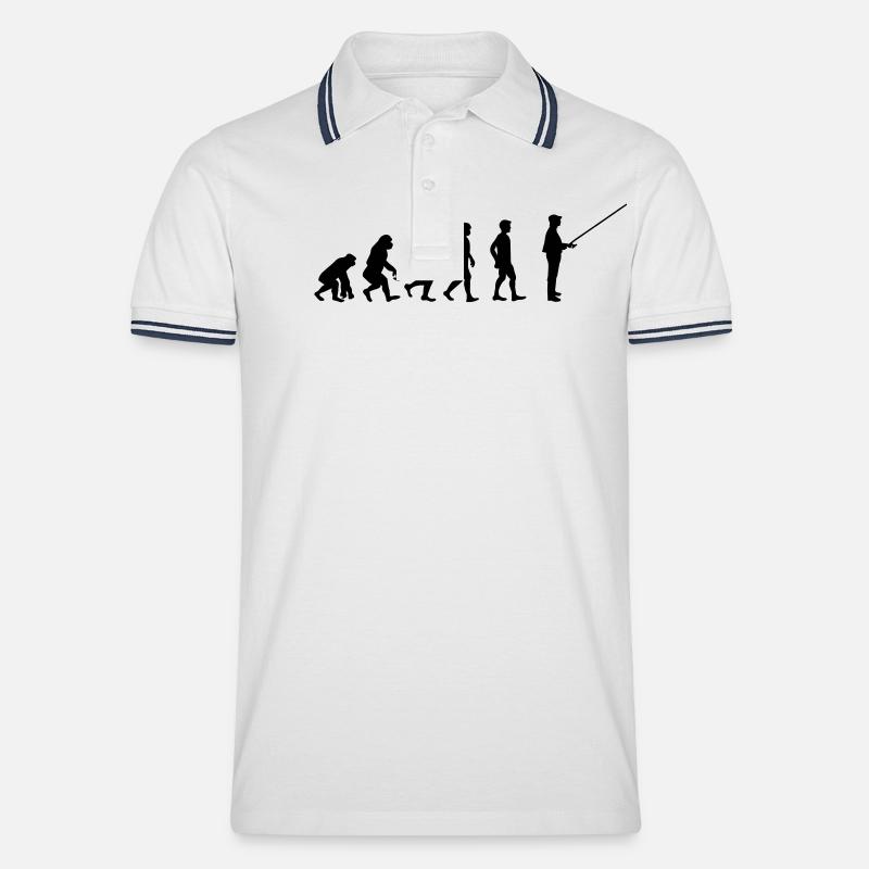 Evolution Angler - Männer Tipped Poloshirt - Weiß/Navy