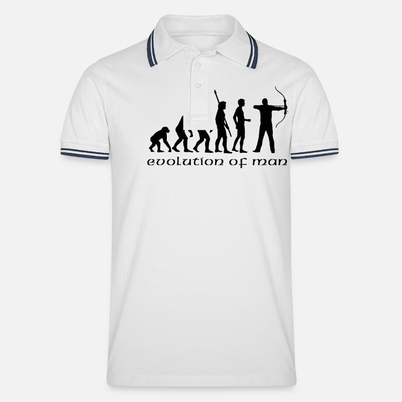 evolution_bogenschiessen_b - Men's Tipped Polo Shirt - white/navy