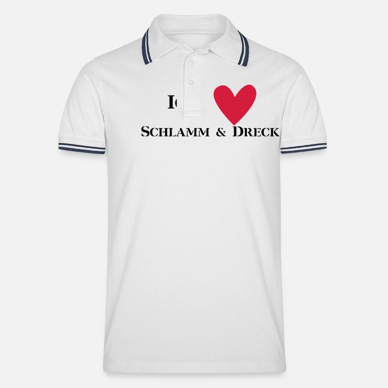 Ich liebe Schlamm & Dreck - Männer Tipped Poloshirt - Weiß/Navy