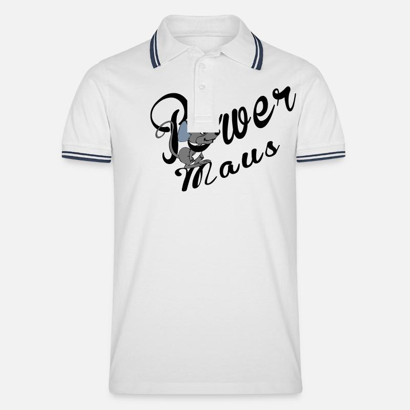 Power Maus - Männer Tipped Poloshirt - Weiß/Navy