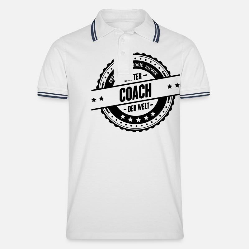 Bester Coach - Männer Tipped Poloshirt - Weiß/Navy