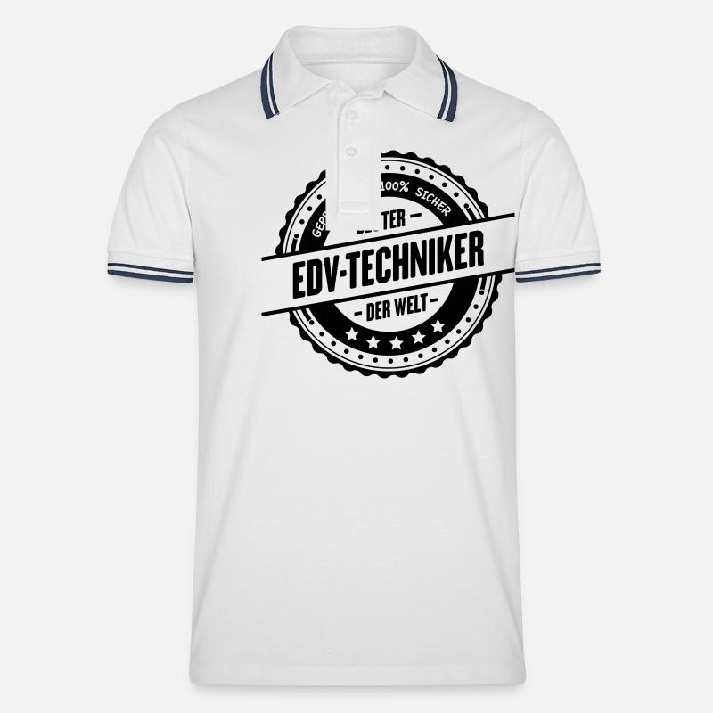 Bester EDV-Techniker - Männer Tipped Poloshirt - Weiß/Navy
