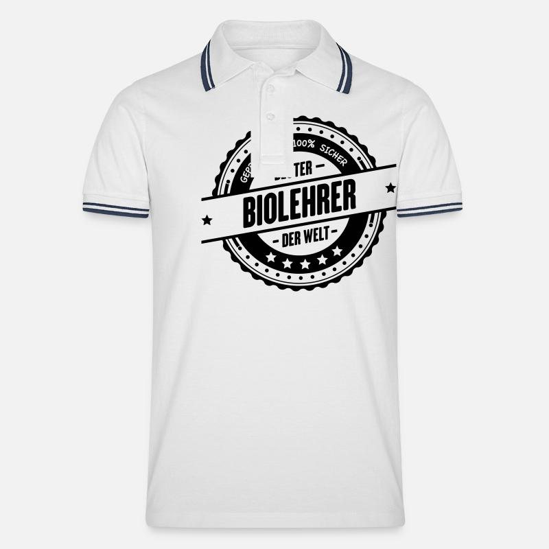 Bester Biolehrer - Männer Tipped Poloshirt - Weiß/Navy