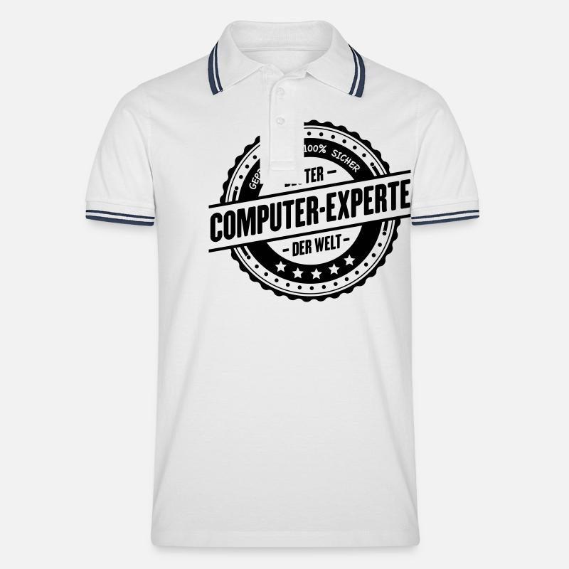 Bester Computer-Experte - Männer Tipped Poloshirt - Weiß/Navy