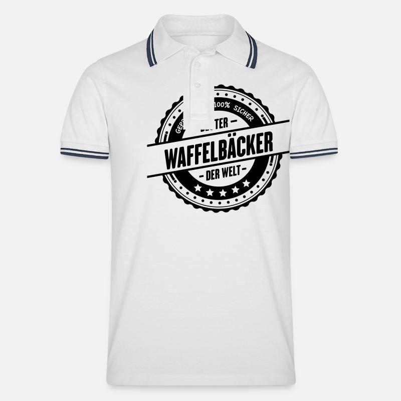 Bester Waffelbäcker - Männer Tipped Poloshirt - Weiß/Navy