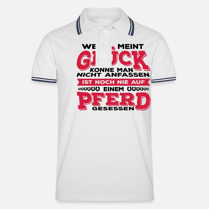 Glück Pferd - Männer Tipped Poloshirt - Weiß/Navy