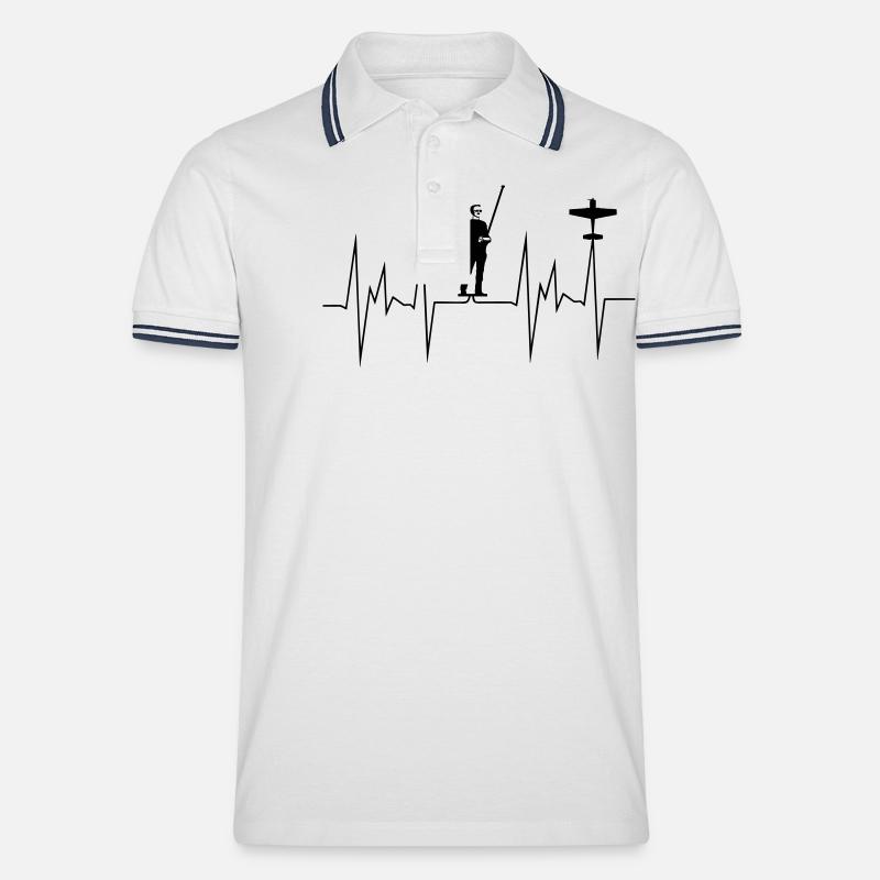 herzschlag modellflug - Männer Tipped Poloshirt - Weiß/Navy