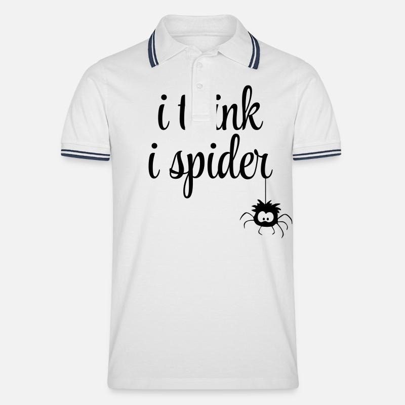 i think i spider - Männer Tipped Poloshirt - Weiß/Navy