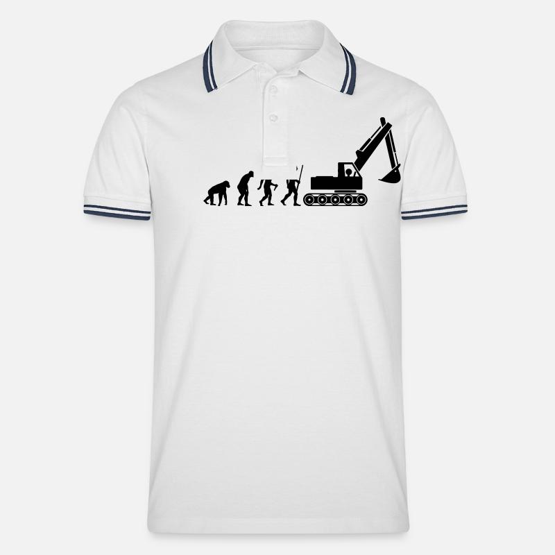 Baggerfahrer Evolution - Männer Tipped Poloshirt - Weiß/Navy