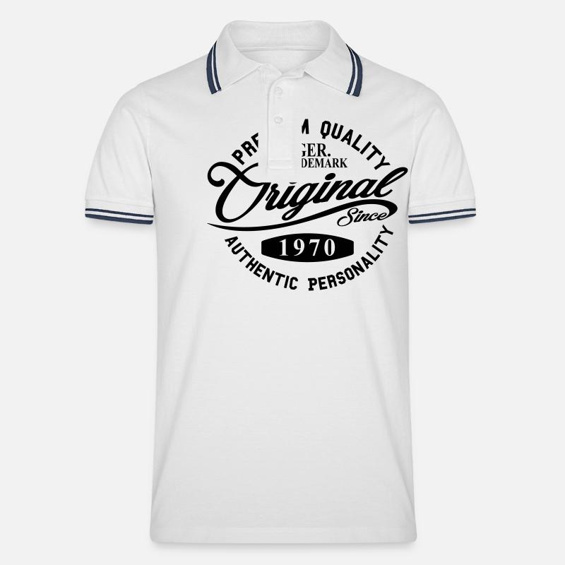 Original Since 1970 - Männer Tipped Poloshirt - Weiß/Navy
