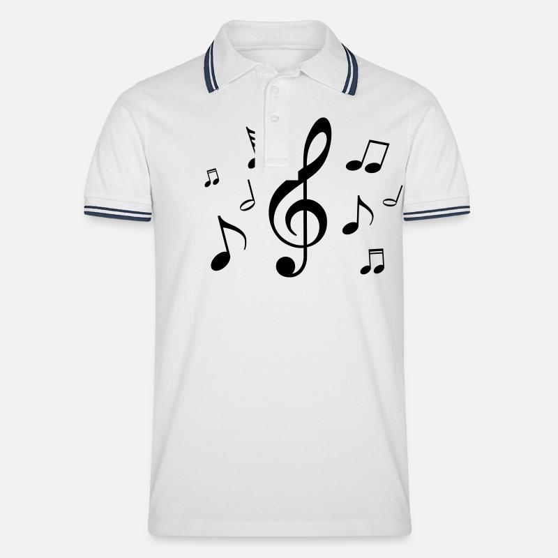 Music note - Männer Tipped Poloshirt - Weiß/Navy