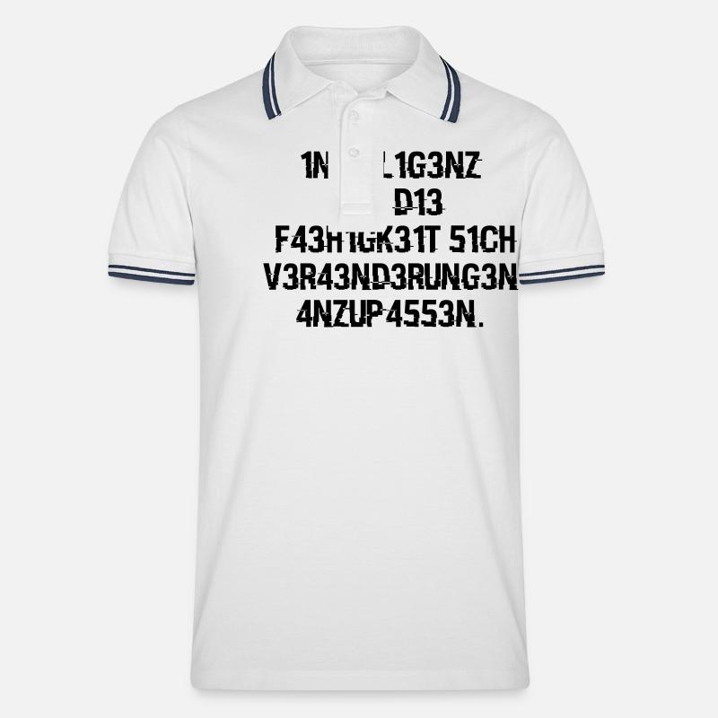 Intelligenz - Männer Tipped Poloshirt - Weiß/Navy