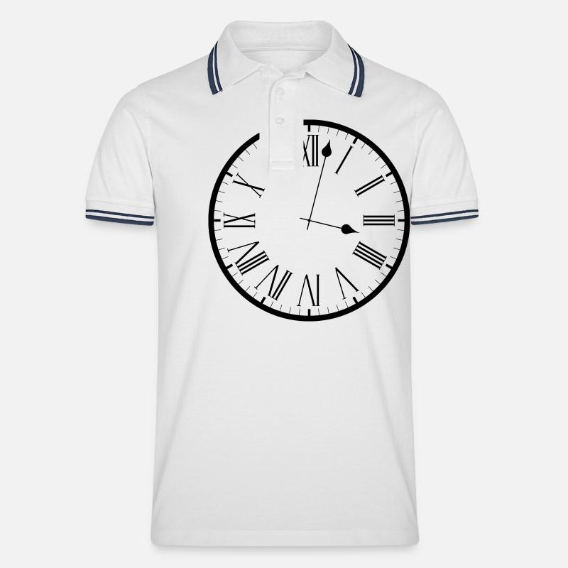 clock Uhr analog - Männer Tipped Poloshirt - Weiß/Navy