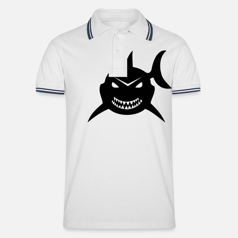 Freundlicher Hai - Männer Tipped Poloshirt - Weiß/Navy