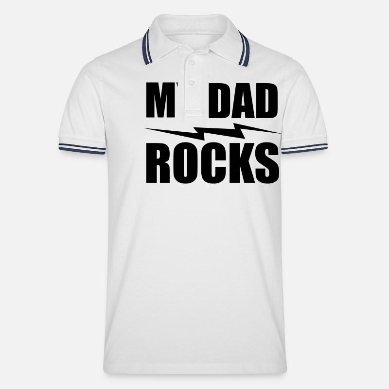 my dad rocks - Männer Tipped Poloshirt - Weiß/Navy