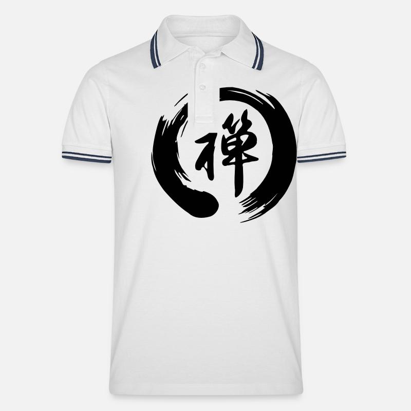 Zen Enso Symbol - Männer Tipped Poloshirt - Weiß/Navy