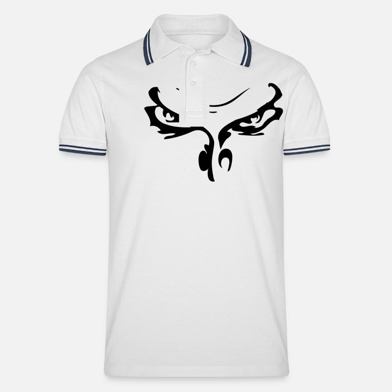 Böser Blick - Männer Tipped Poloshirt - Weiß/Navy